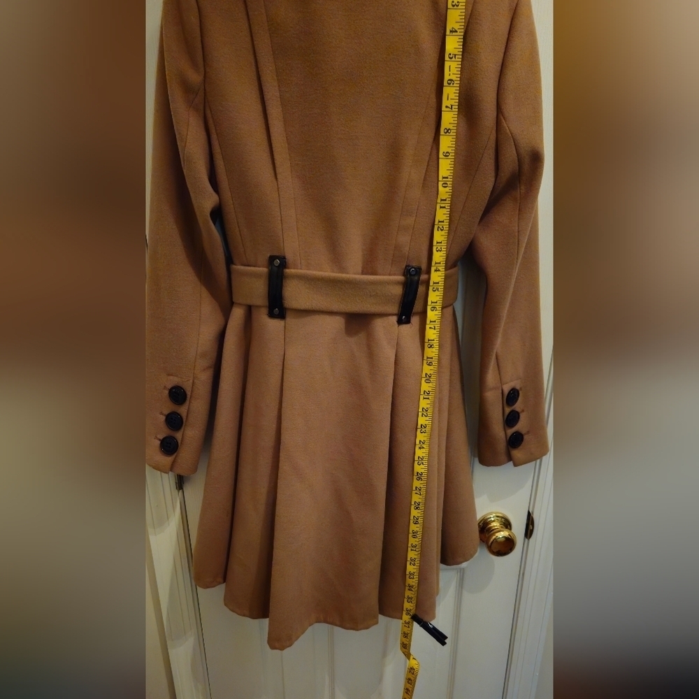 Steve Madden Tan High-Low, Skirted Hem Trench Coat - Size - Small - Picture 7 of 13